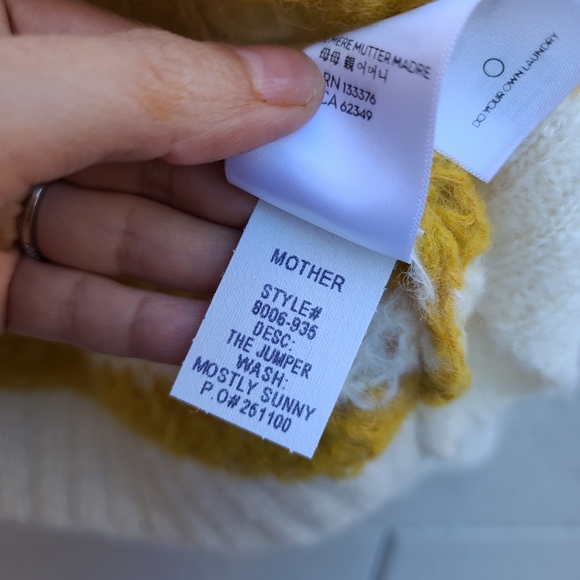 MOTHER | The Striped Alpaca-Blend Open Knit Sweater in Mostly Sunny NEW Sz Small - Picture 11 of 15